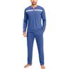 Aseniza Pigiama Uomo Invernale Pigiama Uomo Cotone Lungo Set Pigiami Righe Uomo Maniche Lunghe da Casa Caldo Casual