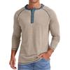PrinStory Henley - Maglietta da uomo a maniche lunghe, in cotone | Camicia Casual Abbottonata Grandad Top