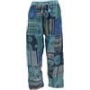 GURU SHOP Pantaloni da yoga patchwork Goa, pantaloni larghi da uomo, cotone, abbigliamento alternativo