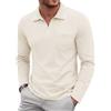 iClosam Polo Uomo Manica Lunga in Cotone con Mezza Zip Maglia | Polo Uomo Manica Lunga con Cerniera maglia polo Casual Elegante con Colletto e Taschino per Tempo Libero e Ufficio