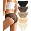 ALL OF SHE Biancheria Intima in Cotone da Donna Slip in Pizzo da Donna Hipster in Cotone Biancheria Intima Brasiliana Morbida Confezione da 6 Pezzi