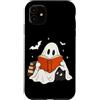 Funny Spooky Ghost Black Cat Halloween C Custodia per iPhone 11 Libro di lettura fantasma gatto nero Halloween amante dei gatti fantasma boo