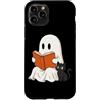 Funny Spooky Ghost Black Cat Halloween C Custodia per iPhone 11 Pro Libro di lettura fantasma gatto nero Halloween amante dei gatti fantasma boo