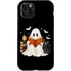 Funny Spooky Ghost Black Cat Halloween C Custodia per iPhone 11 Pro Libro di lettura fantasma gatto nero Halloween amante dei gatti fantasma boo