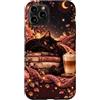 Dark Cat Books Coffee Cozy Reader Access Custodia per iPhone 11 Pro Dark Cat Books Lover Coffee Moon Accogliente Gattino Nero Floreale