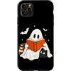 Funny Spooky Ghost Black Cat Halloween C Custodia per iPhone 11 Pro Max Libro di lettura fantasma gatto nero Halloween amante dei gatti fantasma boo