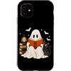 Funny Spooky Ghost Black Cat Halloween C Custodia per iPhone 11 Libro di lettura fantasma gatto nero Halloween amante dei gatti fantasma boo