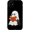 Funny Spooky Ghost Black Cat Halloween C Custodia per iPhone 11 Libro di lettura fantasma gatto nero Halloween amante dei gatti fantasma boo
