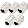 DIGITUS DN-93905 - Accoppiatore RJ45 Cat 6A - 5 Pezzi - Prolunga Cavo LAN - Connettore Cavo di Rete Cat6A - Compatibile Poe - Accoppiatore modulare - per Switch, DSL, Modem, Router, PC - Argento