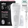 Braun Silk-épil 5 Depilatore Donna, Epilatore Elettrico Donna Per Una Epilazione Semplice, Wet & Dry, Pelle Liscia a Lungo, Con Testina Per Rasoio Donna, Cappuccio Rifinitore, Cappuccio Prime