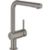 Grohe Minta rubinetto da cucina, estraibile, orientabile, 30274AL0, Minta hard graphite spazzolato [Rubinetteria da Cucina > Rubinetti da Cucina]