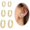 DAI JY Orecchini a cerchio in argento sterling da donna, piccoli set dorati, 8 mm, 10 mm, 12 mm, zirconi huggie, da uomo, ipoallergenici, per più piercing cartilaginei