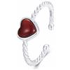 Qings Anello Cuore Regolabile Argento 925 Rosa Amore Cuore Cubic Zirconia Aperto Anello Anelli della Impilabile della Tessere Regalo di Compleanno per Donna Ragazze