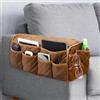 DECKALY Organizer per bracciolo del divano, con 14 tasche, impermeabile, antiscivolo, reclinabile, organizer per telecomandi TV, cady, libri, riviste, iPad, nero (marrone)