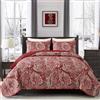 DJY Set di biancheria da letto con copripiumino e federe, 3 pezzi, in microfibra morbida e leggera, motivo cachemire floreale, per tutte le stagioni, rosso ruggine, 260 x 228 cm