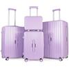 JLY Set di valigie leggere in 3 pezzi: valigie da cabina, medie e grandi con serratura TSA, portabicchieri, divisorio bagnato/asciutto, guscio rigido resistente in PC+ABS, Lilla Malva, 4 pezzi: Vanity