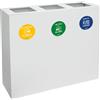 Pattumiera per Raccolta Differenziata 3 Scomparti 180 L 90x30x80 cm in Acciaio Verniciato Bianco