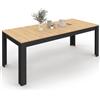 IDMarket - Tavolo da pranzo rettangolare ROZY 4-8 Persone Nero Piano in legno di faggio 160-200 cm