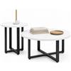 Shally Dogan Set 2 Tavolini da Caffè per Soggiorno Design Moderno, Struttura in Metallo Nero Resistente, Tavoli Rotondi Salvaspazio per Salotto, Casa, Ufficio, Studio, Bianco
