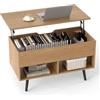 GIANTEX Tavolino da caffè con piano regolabile in altezza, tavolino da caffè con vano portaoggetti e 2 ripiani aperti, allungabile, con sollevatore a molla, tavolino da tè moderno, 80 x 40 x 46/60 cm