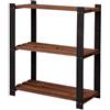 STOLMAK Scaffale in Legno di Pino 80x90x38 cm, Libreria con 3 Ripiani, Scaffale Portaoggetti Multiuso per Soggiorno, Bagno, Cantina e Garage, Nero/Marrone