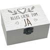 MIJOMA Scatola musicale in legno, confezione regalo in denaro: elegante scatola regalo in legno con carillon, incisione laser, perfetta per compleanni e matrimoni, circa 10 x 7 x 5 cm (tutto l'amore