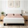 YIDATONG Struttura Letto 140 x 190 cm, Letto Matrimoniale con Testiera Imbottita | Testiera Imbottita Regolabile, Struttura Robusta, Rivestimento effetto lino, Facile Montaggio, Silenzioso