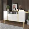 Lexiou Credenza bianca lucida con 2 cassetti, cassettiera, cassettiera per camera da letto, credenza lucida - B150/T40/H80 cm (bianco)