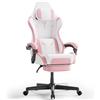 Kidsgigglz Sedia da gaming con cuscino lombare, Sedia da gamer ergonomica, sedia da ufficio, schienale regolabile, robusta poltrona da gioco, poggiapiedi allungabile, rosa