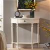 Leaceuv Tavolo Consolle Ingresso Moderno In Legno con Cassetto,Tavolo D'ingresso Semicircolare,Mobile Dietro Divano Salvaspazio,Mobile Espositivo A Mezzaluna,per Soggiorno,Corridoio(White,60cm/23.6in)