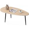 COSTWAY Tavolino da Salotto Ovale Basso (Naturale) | Tavolo da Caffè con Struttura Metallica Robusta, Design Compatto e Funzionale per Soggiorno, Ufficio e Lounge