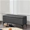 Shally Dogan Pouf Cassapanca Premium con Rivestimento in Ecopelle Design Moderno Luxury, Pouf Poggiapiedi per Camera da Letto, Soggiorno, Salotto, Panca Sgabello con Piedini in Metallo (Grigio Scuro)