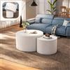 Wxnnx 70 cm Set 2 Tavolini Rotondi da Salotto, Bianco | Design a Tamburo Scanalato, Stile Moderno - Tavolino per Soggiorno, Appartamento, Piccoli Spazi - Senza Montaggio