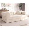 Vipbear Divano letto 5-in-1 a coste 200cm funzione letto divano a pavimento | Divano a 3 posti disossato schiuma ad alta densità pet-friendly ed ergonomico, per camera compatta, senza montaggio, beige