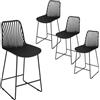 JIJIAN Set di 4 Sgabelli da Bar, Sgabello Alto Cucina 65cm, Nero | Seduta in PP e Schienale a Ventaglio, Struttura in Metallo Robusta, Sedia per Bar Bancone Caffetteria, Interno ed Esterno