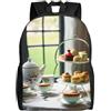 Tamiger Afternoon Tea Print Double Shoulder Backpack Camping Bag | Zaino da viaggio leggero unisex per uso quotidiano, lavoro, viaggi di lavoro, sport, adatto sia