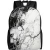 Tamiger Borsa da campeggio a doppia spalla con stampa marmo bianco nero | Zaino da viaggio leggero unisex per uso quotidiano, lavoro, viaggi di lavoro, sport, adatto sia