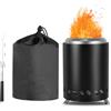 CAMPORG Caminetto portatile da campeggio, in acciaio inox, con pellet o legno, con borsa da viaggio, per esterni, colore nero