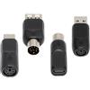 NFHK 4 pezzi/lotto USB 2.0 Tipo-A Tipo-C USB-C a PS2 Tastiera PS/2 Mouse Adattatore maschio-femmina Mini-Din 6Pin