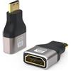 vgggrd 2 Pezzi 8K Adattatore Mini HDMI a HDMI, HDMI Femmina a Mini HDMI 2.1 Maschio Arc HDR10+ Dolby Vision 3D VRR ALLM HDCP, Compatibile con 4K 2K 1080P(Grigio)