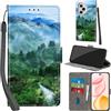 PHINIENLAND Cover per Honor 400 Pro custodia portafoglio Foresta | 3 scomparti carte, 1 tasca banconote, Chiusura magnetica, Supporto, Pelle PU flip cover per Honor 400 Pro