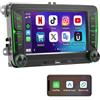 Moobsnry Autoradio per VW Golf 5 6 Polo Passat B6 Caddy Touran Tiguan Seat Skoda, Car Radio con Carplay Android Auto Inalambrico, 7 HD Schermo Tactile USB Type-C Mirror Link Bluetooth AM/FM RDS EQ Canbus SWC