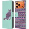 Head Case Designs Custodia a portafoglio in pelle con motivo gatto con sagome di animali, compatibile con Apple iPhone 17 Pro Max