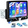CAMECHO 1 Din Carplay Radio Bluetooth 7 Pollici con Telecamera Posteriore, Touchscreen HD Autoradio con Android Auto FM EQ Sound Controllo al volante USB Mirror Link