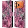 Head Case Designs Custodia a portafoglio in pelle con licenza ufficiale Nature Magick Magenta Mermaid Rose Gold Marble compatibile con Apple iPhone 17 Pro Max