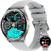 IOWODO Smartwatch Uomo Donna, 1.43 AMOLED Orologio Fitness Tracker con Effettua/Risposta Chiamate Bluetooth, Contapassi/Cardiofrequenzimetro/Sonno, Impermeabile IP68 per Android iOS, Grigio