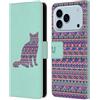 Head Case Designs Custodia a portafoglio in pelle con motivo gatto con sagome di animali, compatibile con Apple iPhone 17 Pro