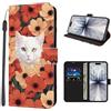 Choeeu ChoosEU Cover a Libro per iPhone 17, Gatto | Portafoglio Custodia, Magnetica Copertura Telefono in Pelle, Disegni Elegante Fiori Motivo, Antiurto Protettiva Flip Case