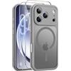 Qasyfanc Magnetica Cover per iPhone 17 Pro Max, Grigio | Compatibile con MagSafe,con 2 Pezzi Vetro Temperato Pellicola, Cover Clear Slim Fit Antiurto Militare Antigiallo