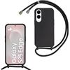 SLWYF Custodia per Samsung Galaxy S25 Edge Cover con Cordino, Silicone Antiurto TPU Morbido Corda Collana Necklace Regolabile Stylish con Catena Ultra Sottile Cover Case, Nero
